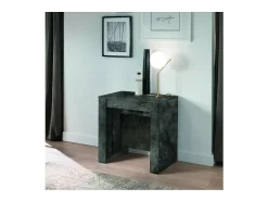 Console extensível, Coleção NOSOL, cor cinza efeito mármore brilhante, dimensões 54x78cm.