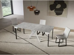 Console extensível 90x40/196 cm Saki Small Evolution moldura de concreto branco