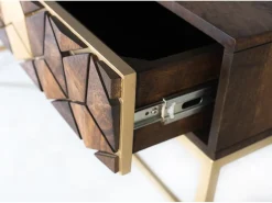 Console manguier noyer et doré elegância única