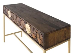 Console manguier noyer et doré elegância única
