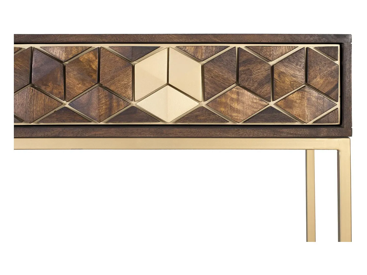 Console manguier noyer et doré elegância única