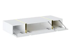 Console suspensa com 3 portas - Branco brilhante e dourado - MARZIALO