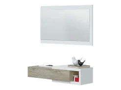 Console suspensa reversível com 1 gaveta e 1 espelho L95 cm - NOON Branco Fosco