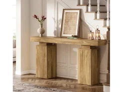 Console table com 160 cm de comprimento, mesa de entrada de fazenda atrás do sofá