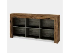 Console table com 160 cm de comprimento, mesa de entrada em madeira rústica com 6 cubos de armazenamento