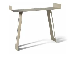 Console Tibete 110x35x85 cm em ferro pintado de preto Design minimalista curvo perfurado Mobiliário de entrada moderno Fabricado na Itália Branco