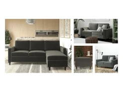 Cooper | Sofá de 3 lugares em veludo cinzento