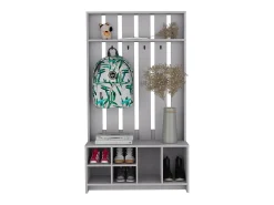 Corredor de tulcan em melamina com 8 prateleiras e 4 ganchos para pendurar roupa , Cinzento , 172,6 cm X 96,8 cm X 39,3 cm