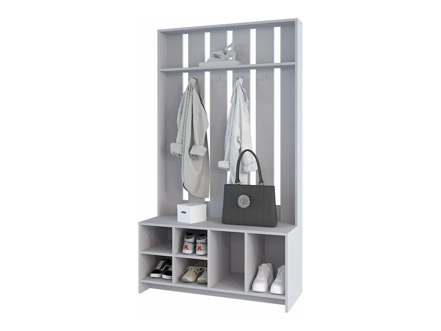 Corredor de tulcan em melamina com 8 prateleiras e 4 ganchos para pendurar roupa , Cinzento , 172,6 cm X 96,8 cm X 39,3 cm
