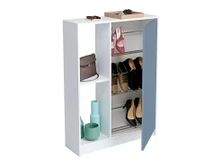 Corredor Neo com Sapateira em Azul e Branco Brilhante 110x80x25 cm