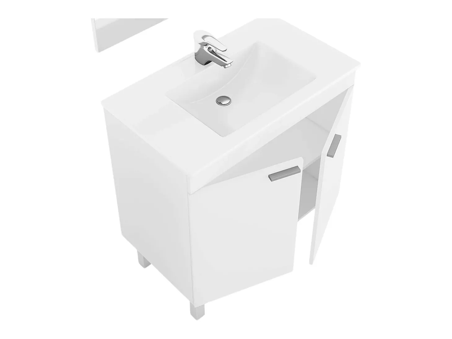 Corredor Neo com Sapateira em Azul e Branco Brilhante 110x80x25 cm