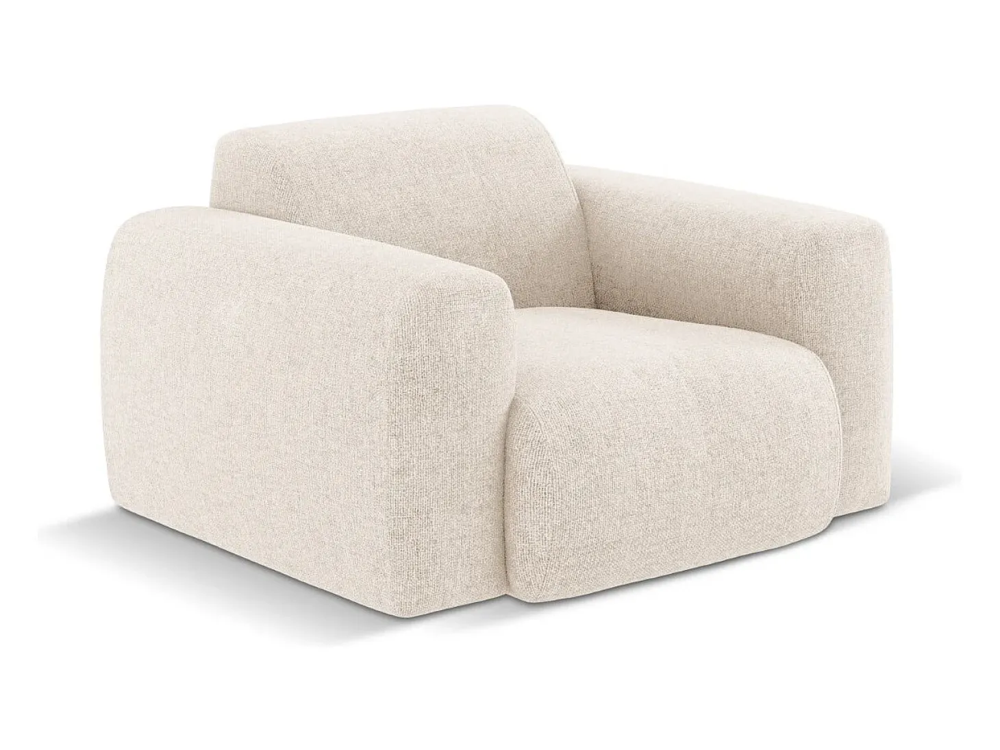Cosmopolitan Design - Poltrona "Nolio" 2 lugares em tecido chenille bege claro - 105x95x72cm
