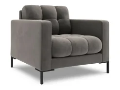 Cosmopolitan Design - Poltrona "Bali" em veludo cinza claro - 87x92x75cm