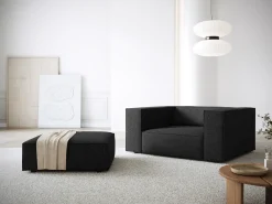 Cosmopolitan Design - Poltrona "Arendal" em tecido chenille preto - 124x102x70cm
