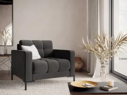 Cosmopolitan Design - Poltrona "Bali" em veludo cinza escuro - 87x92x75cm