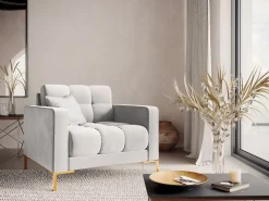 Cosmopolitan Design - Poltrona "Bali" em veludo prata - 87x92x75cm