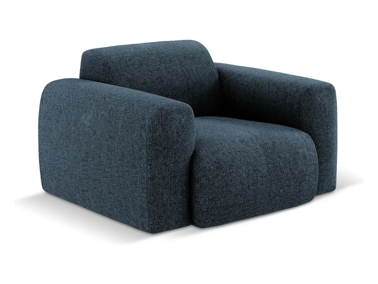 Cosmopolitan Design - Poltrona "Nolio" 2 lugares em tecido chenille azul real - 105x95x72cm