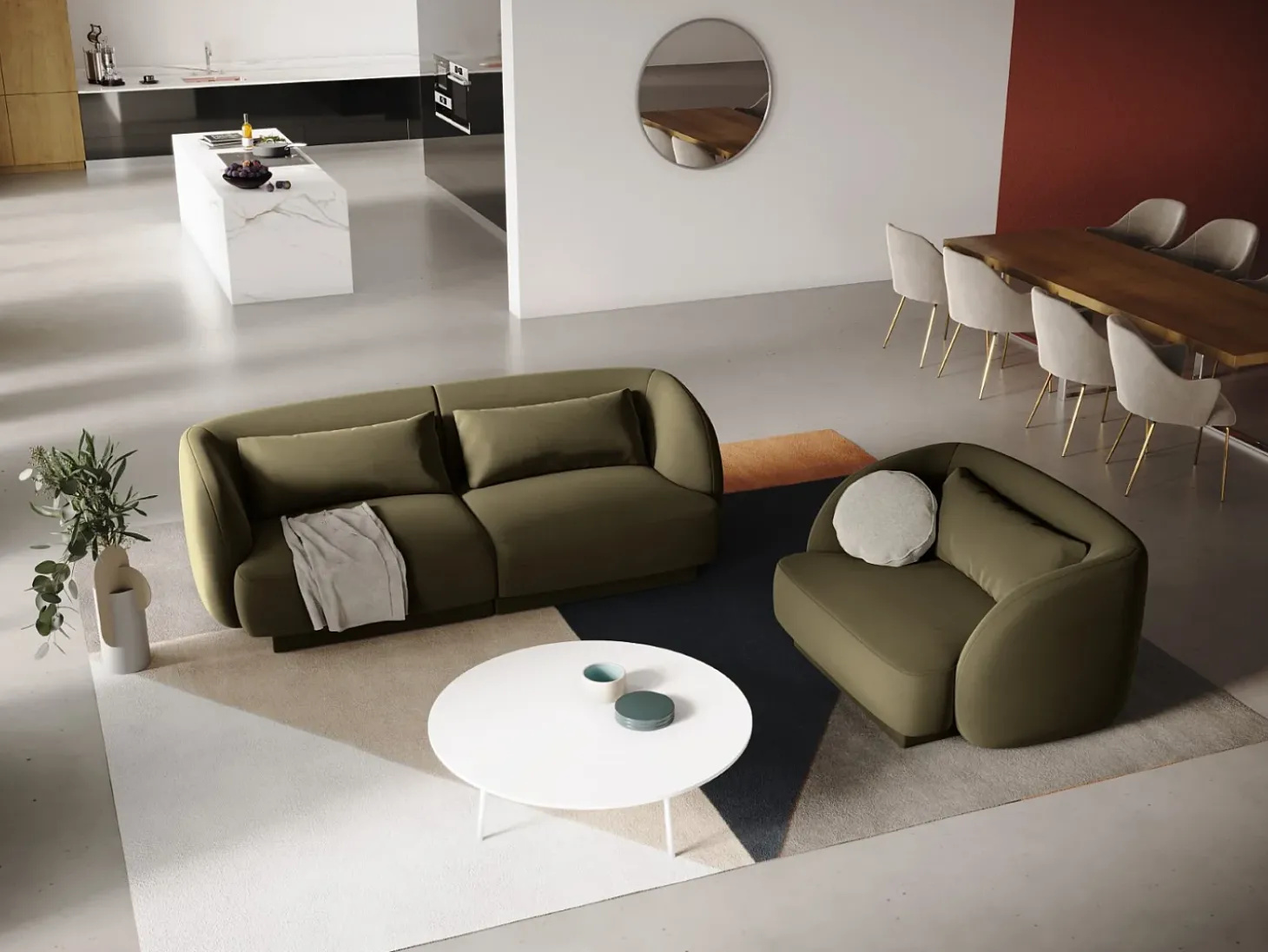 Cosmopolitan Design - Poltrona "Tulum" em veludo verde - 103x90x70cm