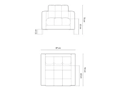 Cosmopolitan Design - Poltrona "Bali" em tecido estrutural cinza claro - 87x92x75cm