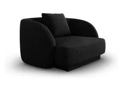 Cosmopolitan Design - Poltrona "Tulum" em tecido chenille preto - 103x90x70cm