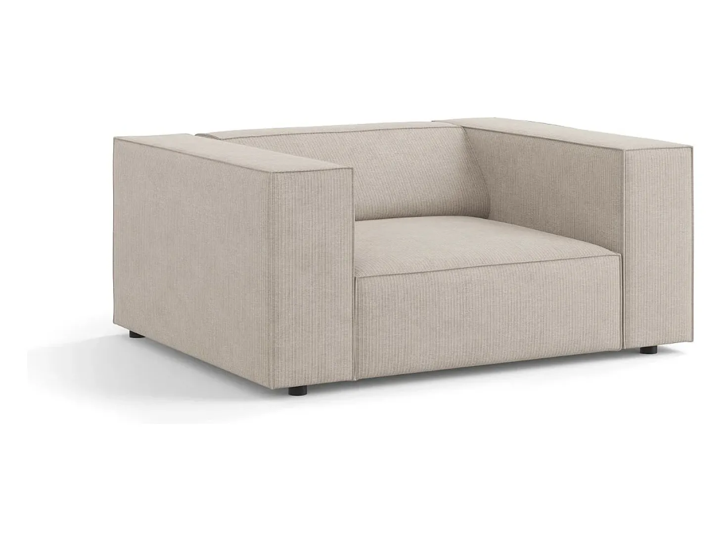 Cosmopolitan Design - Poltrona "Arendal" em tecido chenille com efeito canelado bege escuro - 124x102x70cm