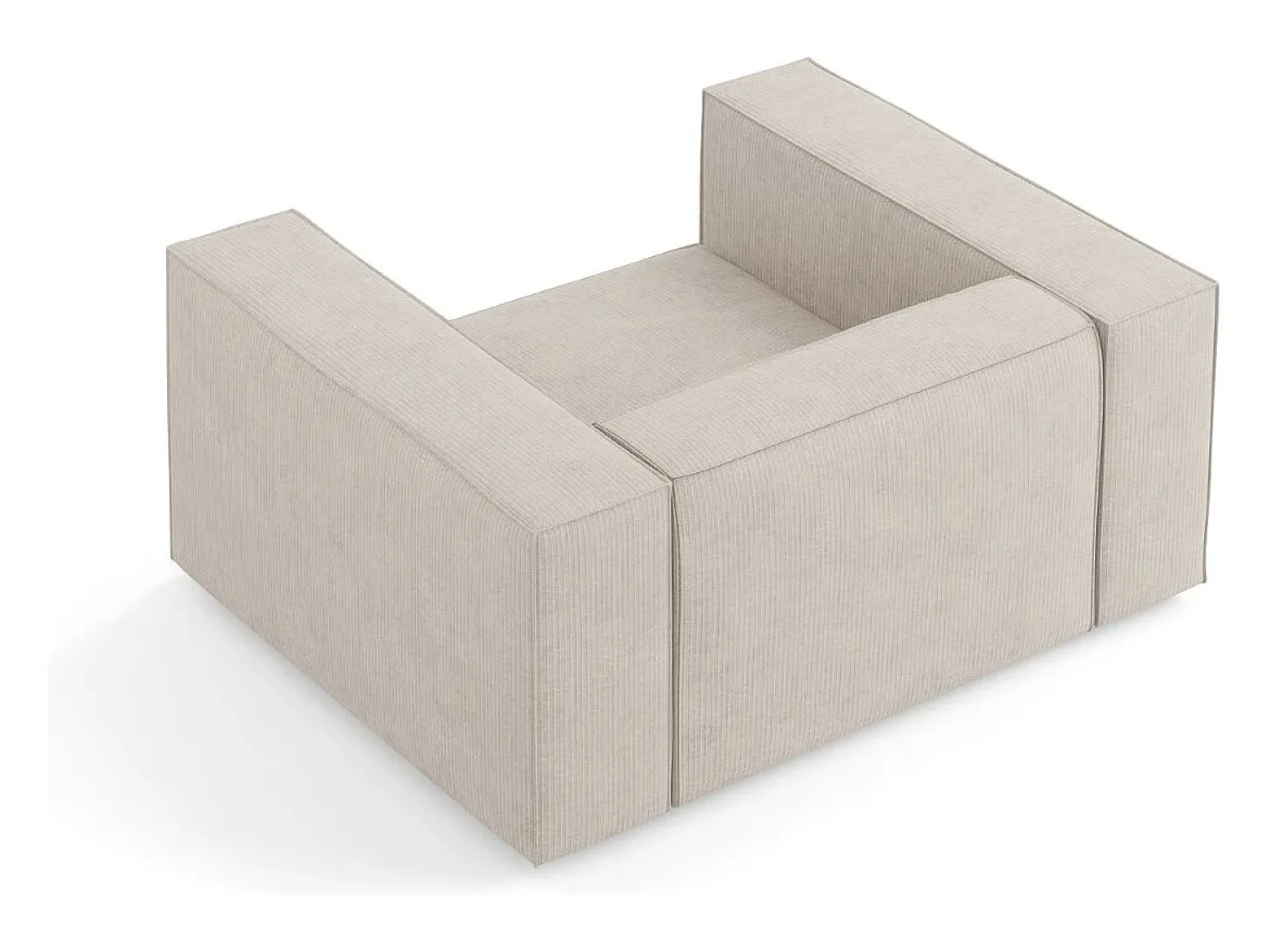 Cosmopolitan Design - Poltrona "Arendal" em tecido chenille com efeito canelado bege escuro - 124x102x70cm
