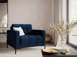 Cosmopolitan Design - Poltrona "Bali" em veludo azul real - 87x92x75cm