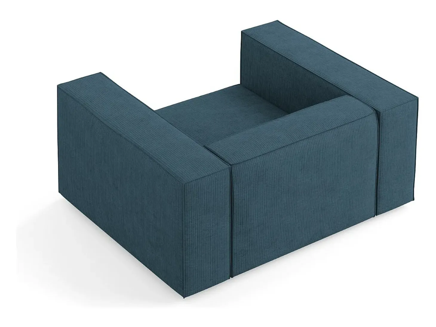 Cosmopolitan Design - Poltrona "Arendal" em tecido chenille com efeito canelado azul marinho - 124x102x70cm