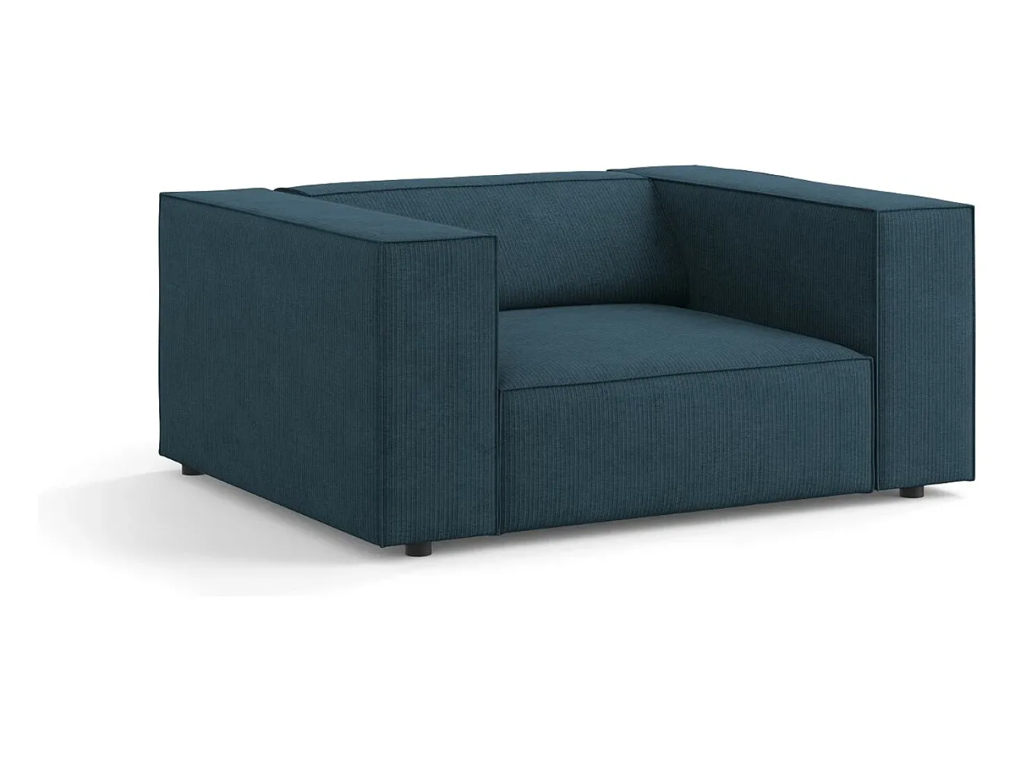 Cosmopolitan Design - Poltrona "Arendal" em tecido chenille com efeito canelado azul marinho - 124x102x70cm