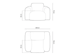 Cosmopolitan Design - Poltrona "Nolio" 2 lugares em tecido chenille terracota - 105x95x72cm