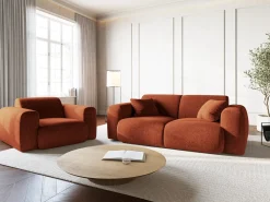 Cosmopolitan Design - Poltrona "Nolio" 2 lugares em tecido chenille terracota - 105x95x72cm
