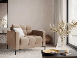 Cosmopolitan Design - Poltrona "Bali" em veludo bege - 87x92x75cm
