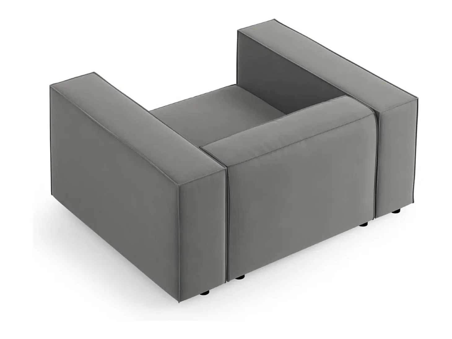Cosmopolitan Design - Poltrona "Arendal" em veludo cimento - 124x102x70cm
