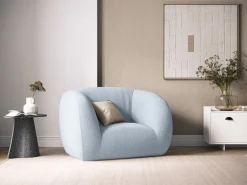 Cosmopolitan Design - Poltrona "Essen" em tecido bouclé azul claro - 130x95x86cm