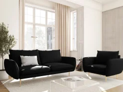 Cosmopolitan Design - Poltrona "Vienna" em veludo preto - 97x94x95cm