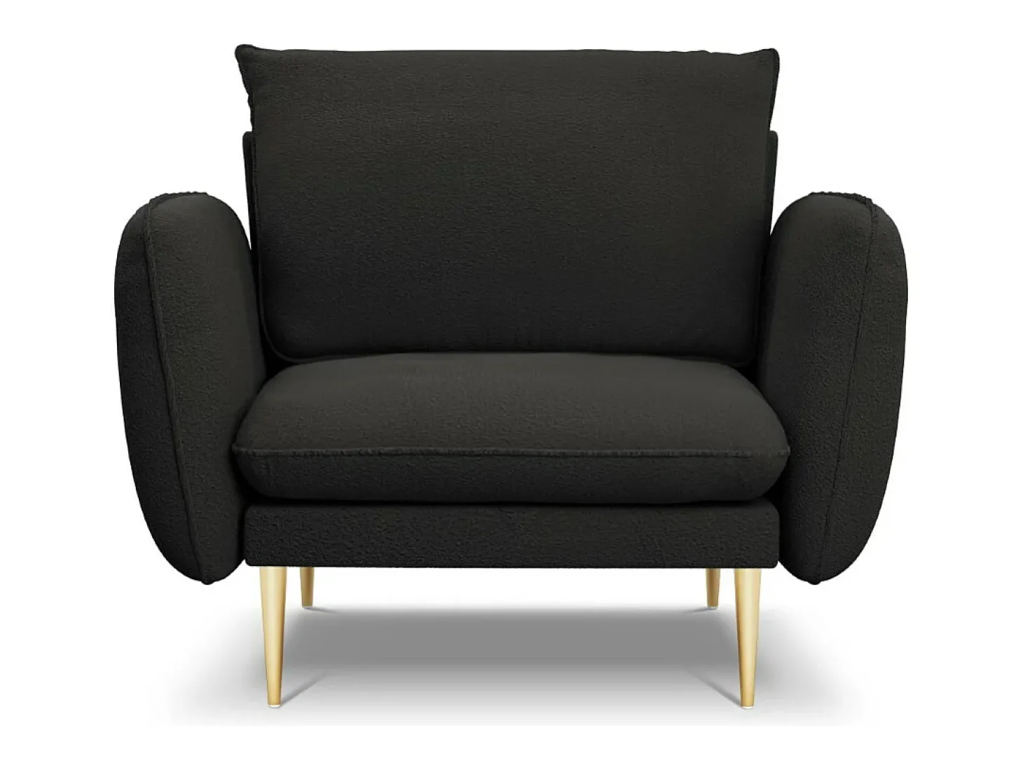 Cosmopolitan Design - Poltrona "Vienna" em tecido bouclé preto - 97x94x95cm