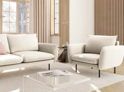 Cosmopolitan Design - Poltrona "Vienna" em tecido bouclé bege - 97x94x95cm