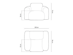 Cosmopolitan Design - Poltrona "Nolio" 2 lugares em tecido chenille cinza - 105x95x72cm