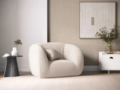 Cosmopolitan Design - Poltrona "Essen" em tecido bouclé bege - 130x95x86cm