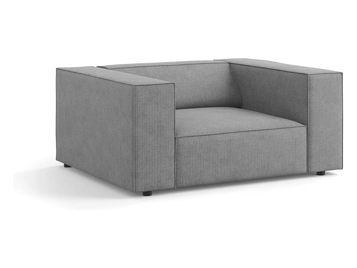 Cosmopolitan Design - Poltrona "Arendal" em tecido chenille com efeito canelado cinza escuro - 124x102x70cm