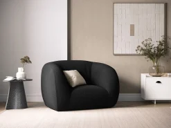 Cosmopolitan Design - Poltrona "Essen" em tecido bouclé preto - 130x95x86cm