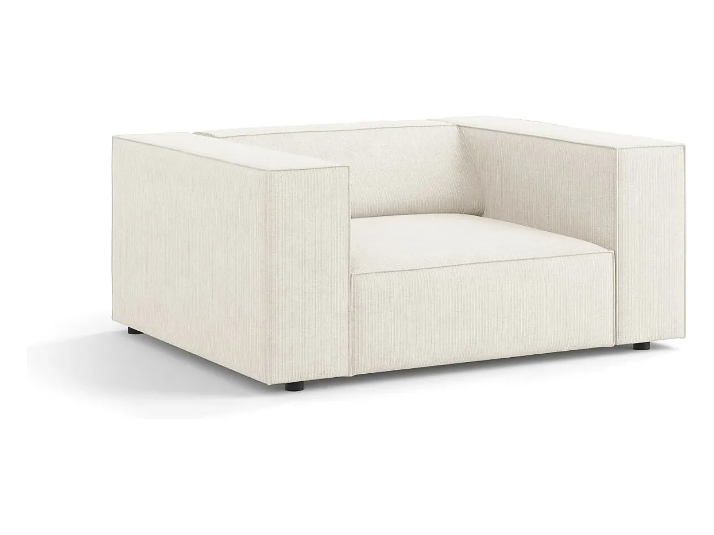 Cosmopolitan Design - Poltrona "Arendal" em tecido chenille com efeito canelado marfim - 124x102x70cm