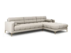 Cosmopolitan Design - Sofá de canto direito "Bali" 5 lugares em tecido estrutural bege - 293x185x75cm