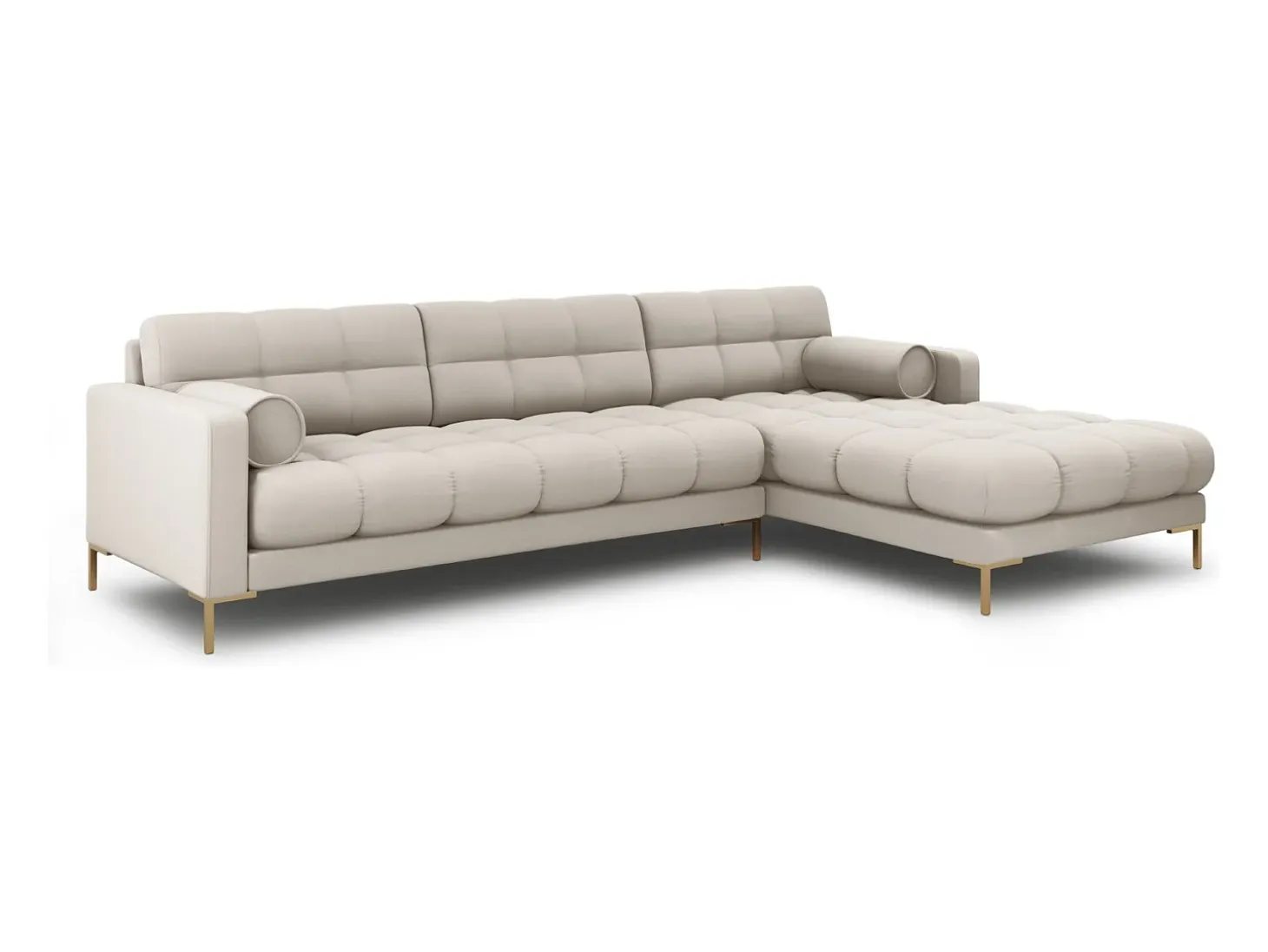 Cosmopolitan Design - Sofá de canto direito "Bali" 5 lugares em tecido estrutural bege - 293x185x75cm