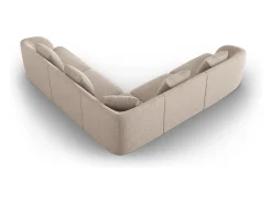 Cosmopolitan Design - Sofá de canto simétrico "Tulum" 5 lugares em tecido chenille bege - 255x255x70cm