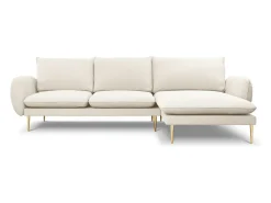 Cosmopolitan Design - Sofá de canto direito "Vienna" 5 lugares em tecido bouclé bege - 255x170x95cm