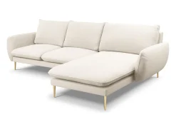 Cosmopolitan Design - Sofá de canto direito "Vienna" 5 lugares em tecido bouclé bege - 255x170x95cm