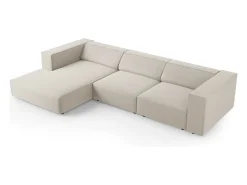 Cosmopolitan Design - Sofá de canto esquerdo "Arendal" 4 lugares em veludo cru - 284x166x70cm
