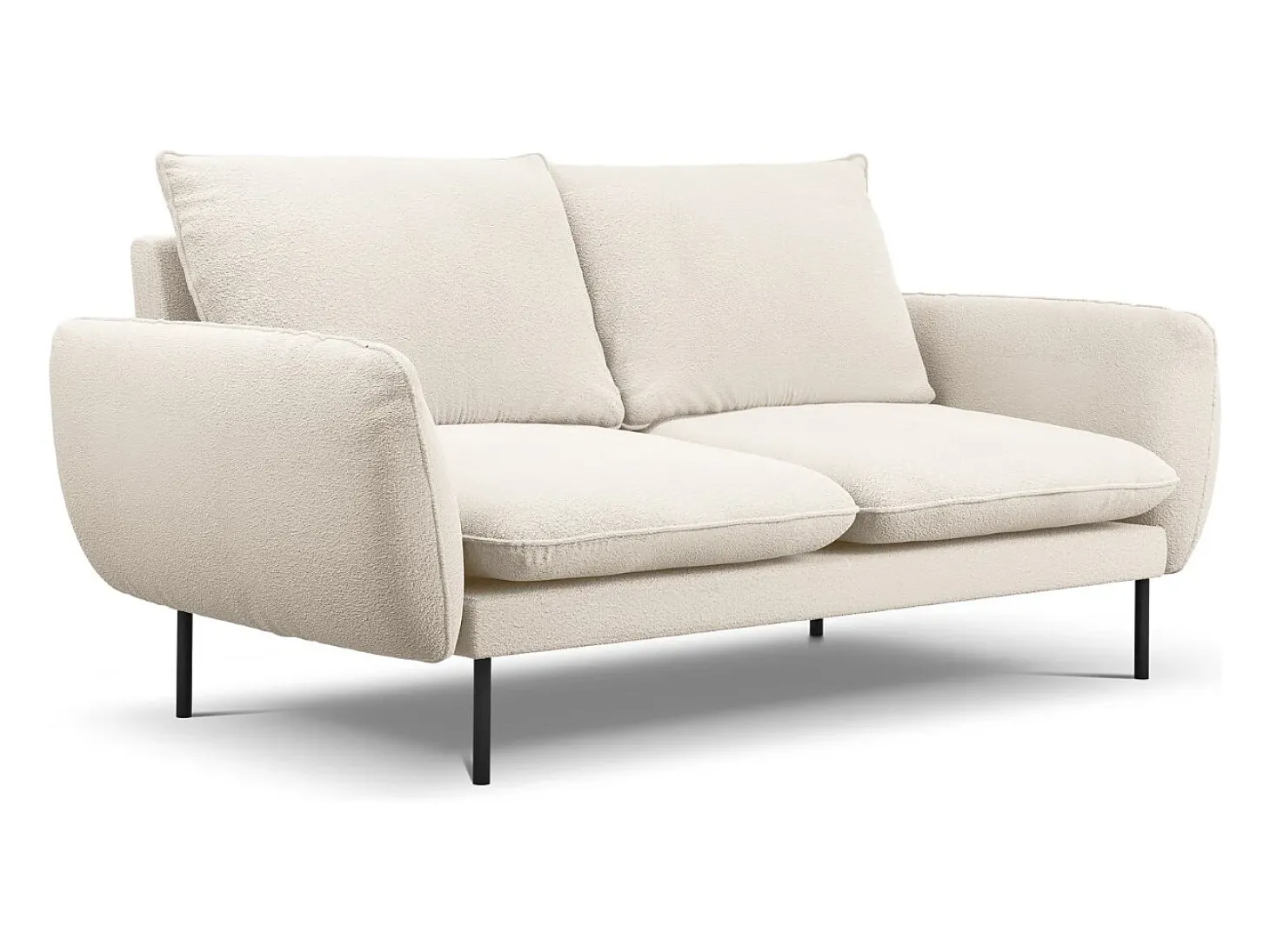Cosmopolitan Design - Sofá "Vienna" 2 lugares em tecido bouclé bege - 160x92x95cm