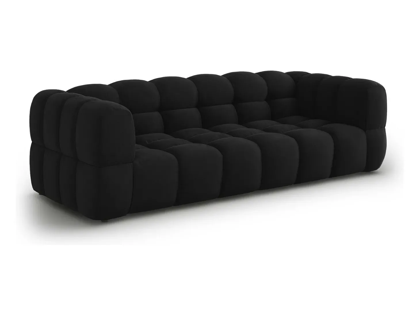 Cosmopolitan Design - Sofá modular "Sky" 4 lugares em veludo preto - 244x102x75cm